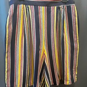 1980’s Vintage Karlie Multicolor Striped Shorts — Navy, Yellow, Red, Cream. Sz 8